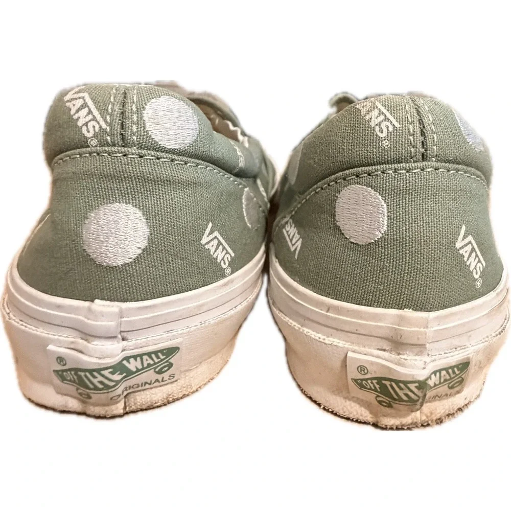 Vans Vault OG Classic Slip-On LX Green Embroidered Polka Dot Logo Mens 10